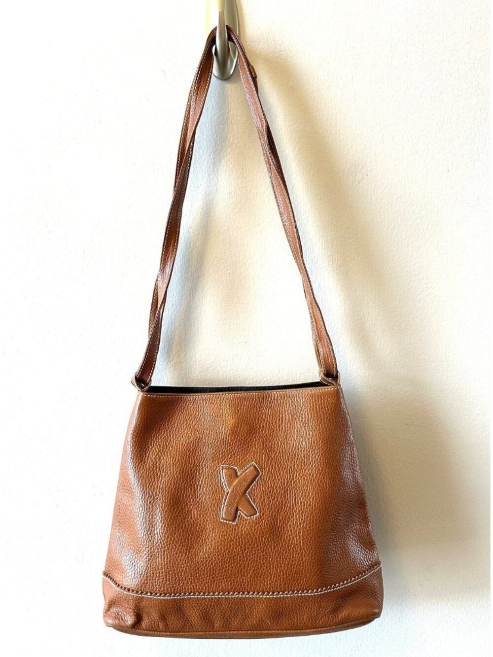 Paloma Picasso Brown Leather Shoulder Bag Classic Minimalist Designer Purse